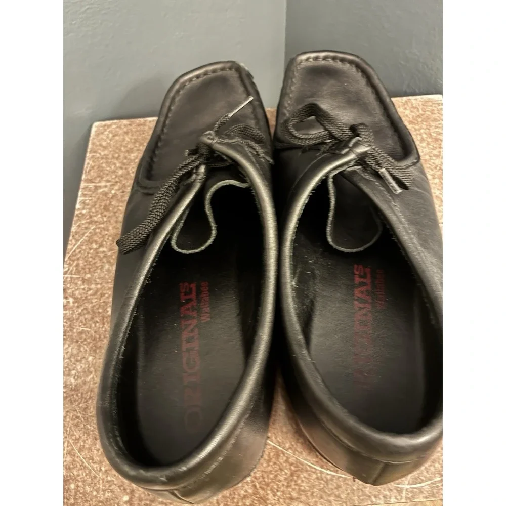Clarks Wallabee Low Black Leather Casual Shoes Men's 9.5 Crepe Sole